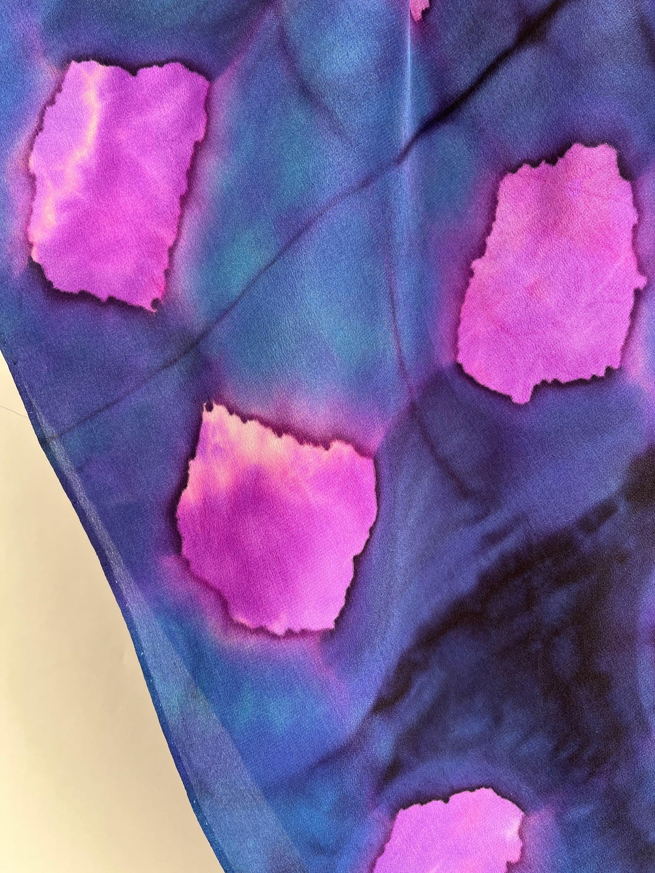 "Purple Nebula Shibori" - Hand-dyed Silk Scarf