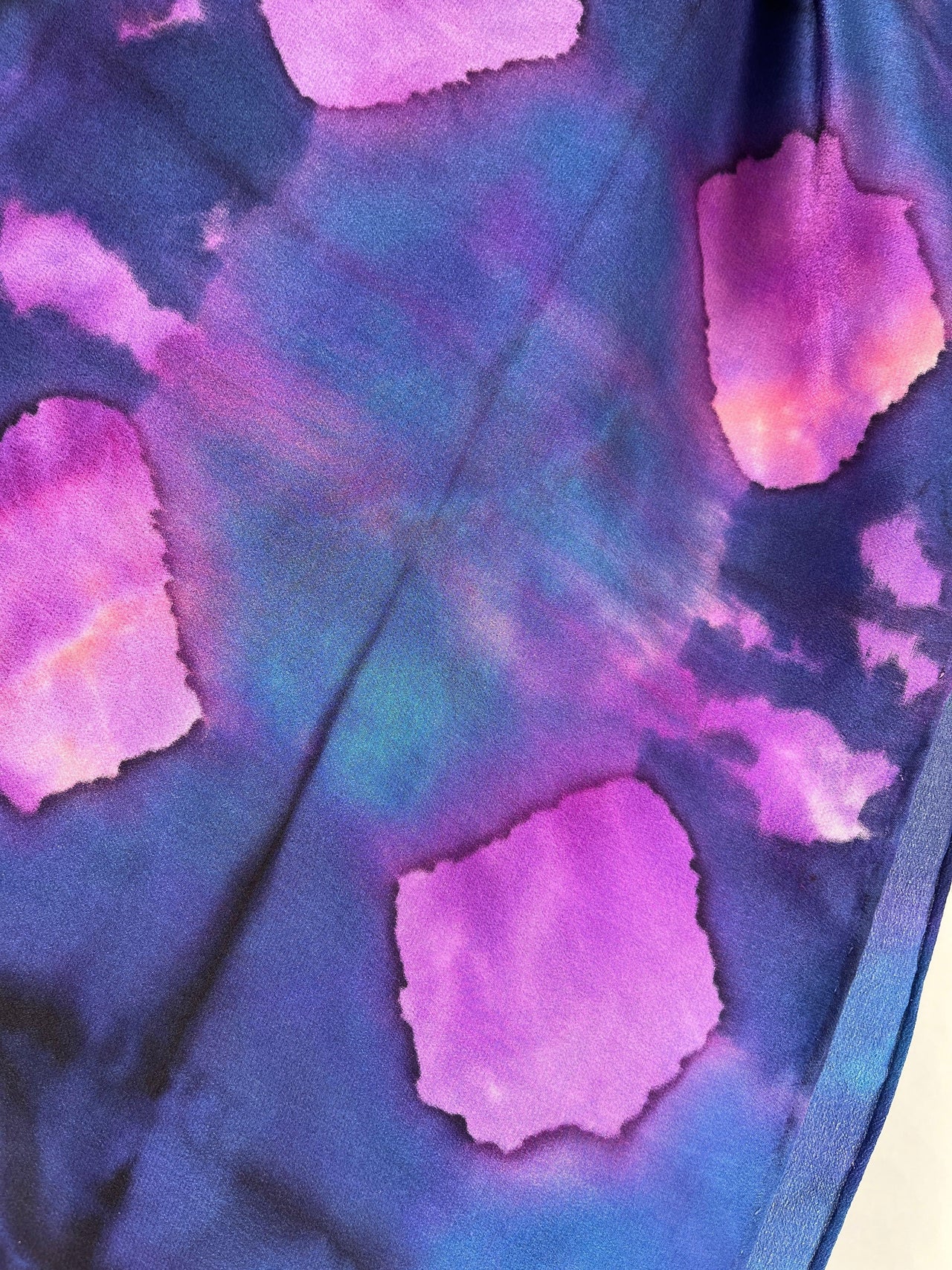 "Purple Nebula Shibori" - Hand-dyed Silk Scarf