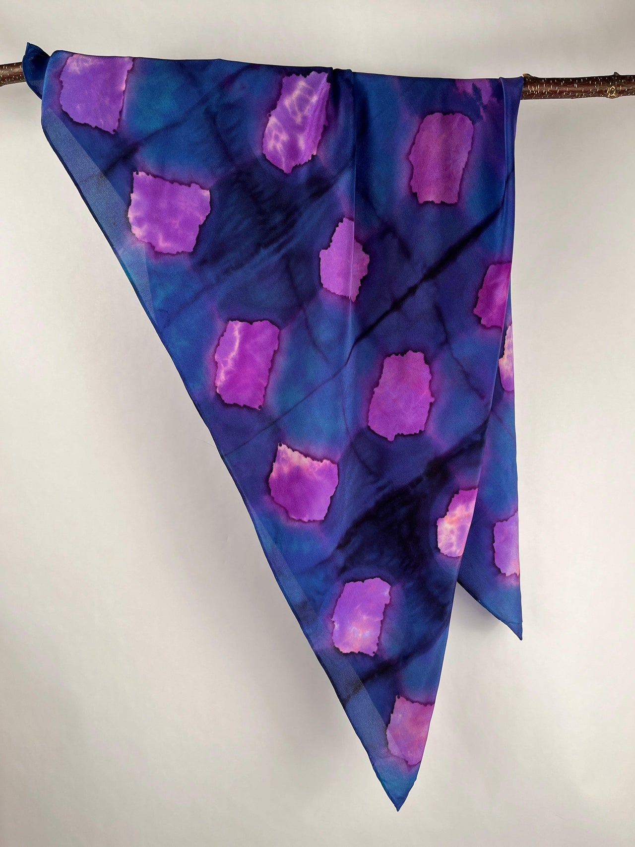 "Purple Nebula Shibori" - Hand-dyed Silk Scarf