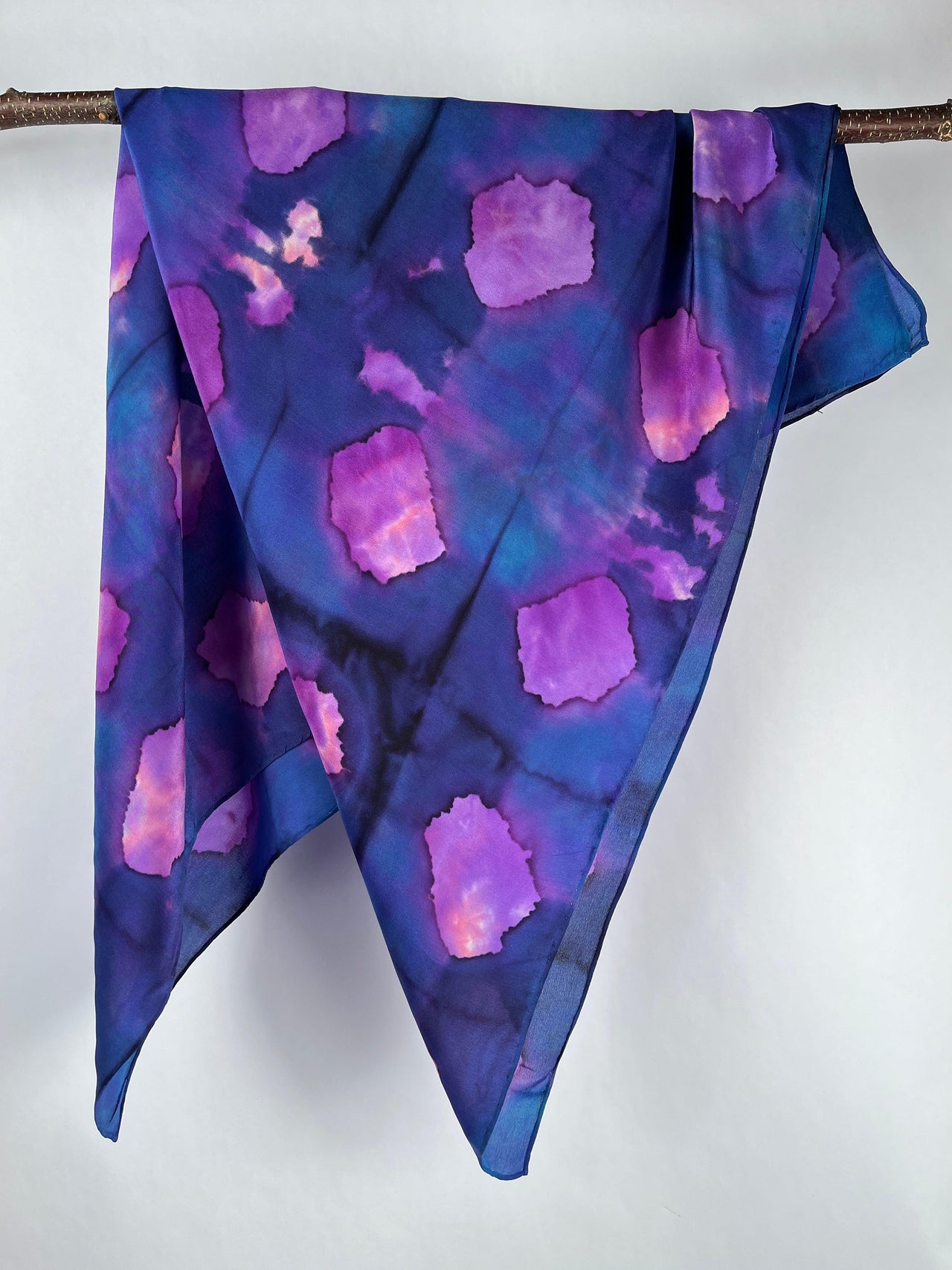 "Purple Nebula Shibori" - Hand-dyed Silk Scarf