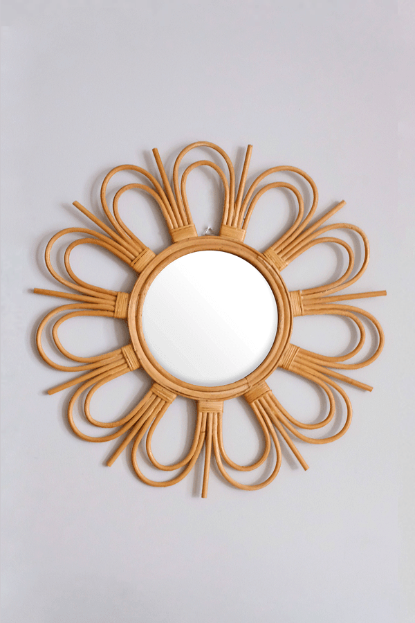 Radiating Energy Natural Rattan Mirror