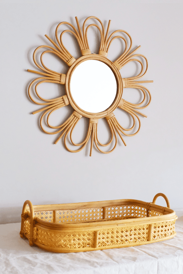 Radiating Energy Natural Rattan Mirror