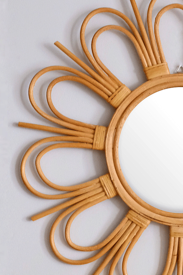 Radiating Energy Natural Rattan Mirror