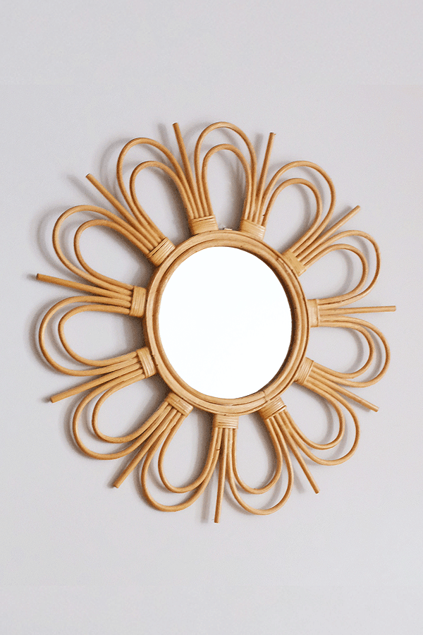 Radiating Energy Natural Rattan Mirror