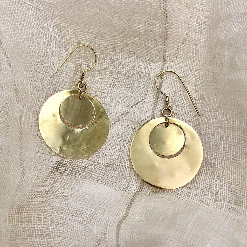 Hammered Circle Bombshell Earrings