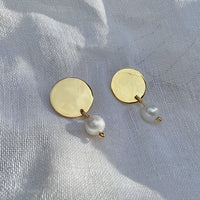 Thumbnail for Freshwater Pearl Disc Earrings