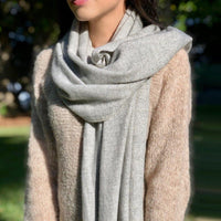 Thumbnail for Gray Herringbone Cashmere Scarf