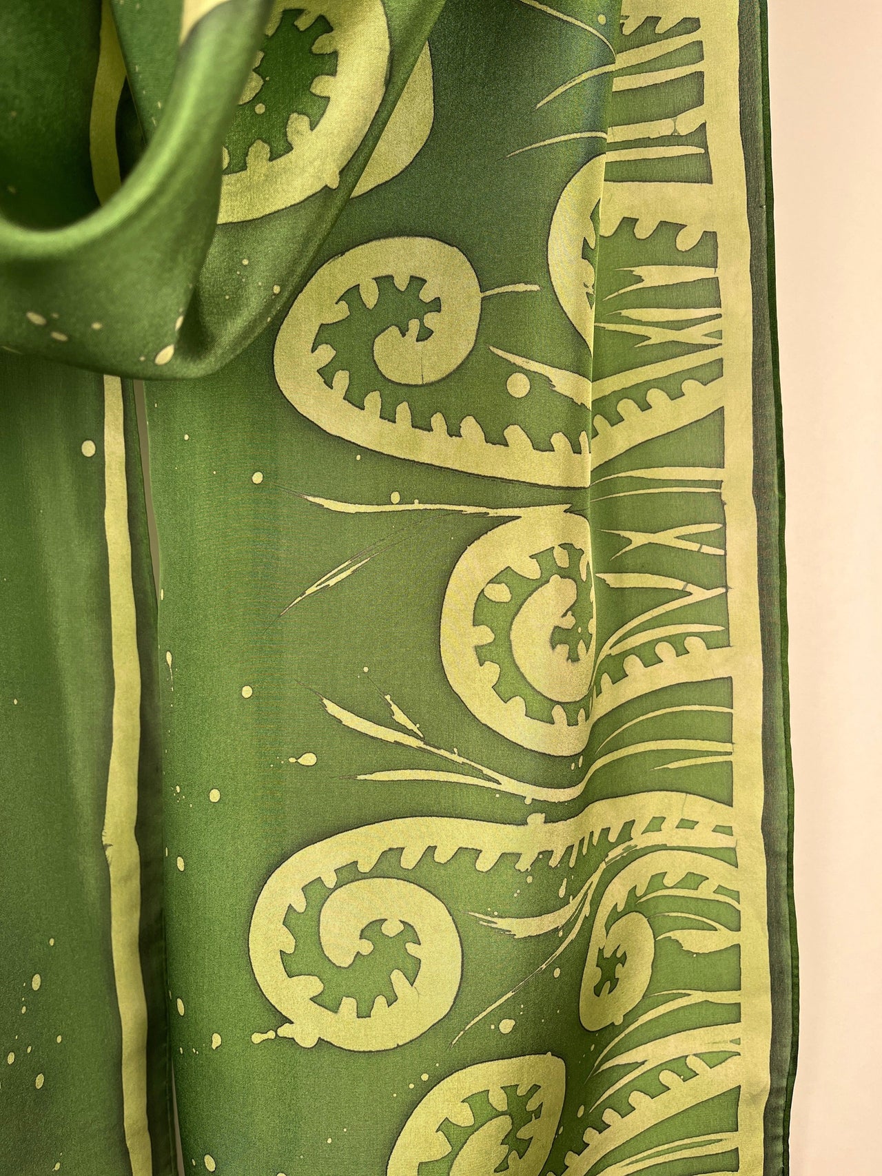 "Fiddlehead Fantasy" - Hand-dyed Silk Scarf