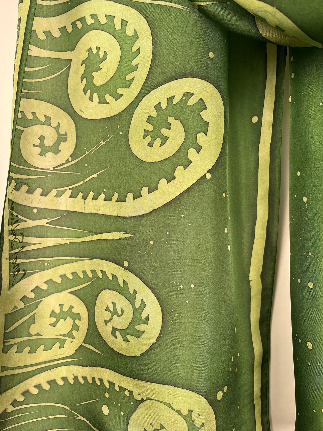 "Fiddlehead Fantasy" - Hand-dyed Silk Scarf