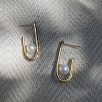 Thumbnail for J Hoop Freshwater Pearl Earrings