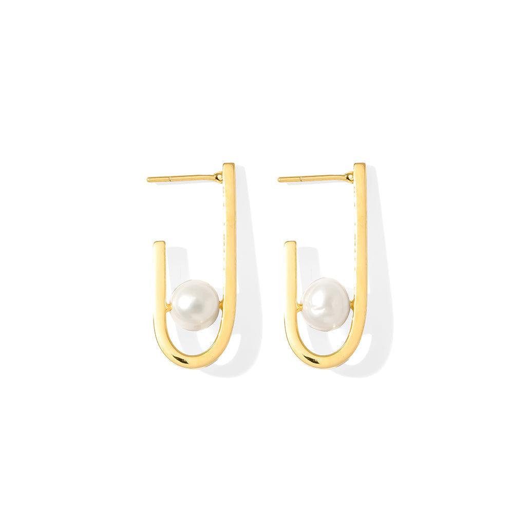 J Hoop Freshwater Pearl Earrings